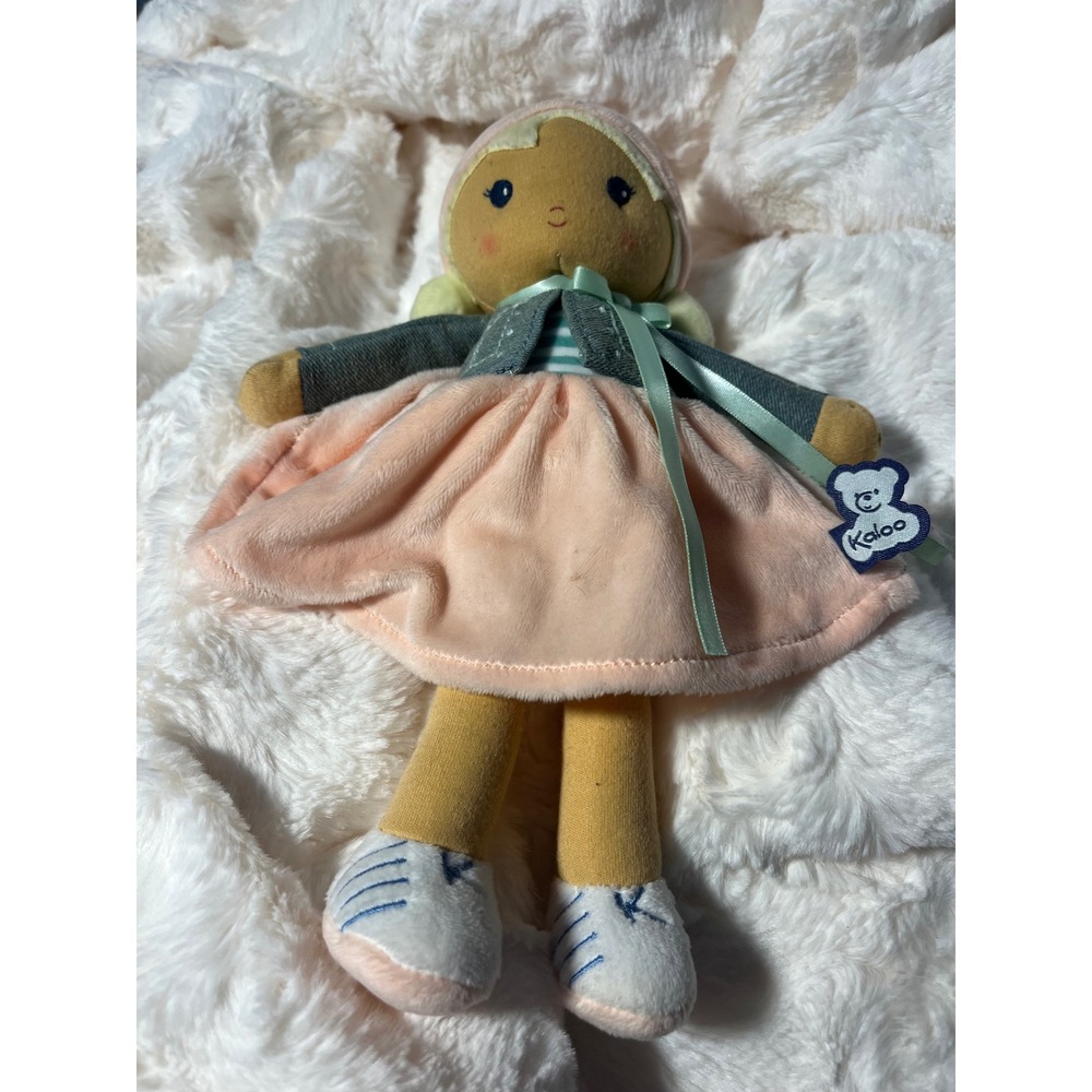 Kaloo Doll Plush Toy Stuffed Animal Pink Skirt Baby Girl Soft Play Friend‎